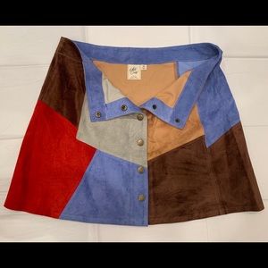 White Crow Clothing Multicolored Suede Skirt
